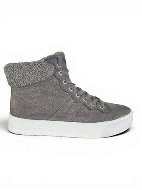 MARC FISHER Grey Suede High Top Sneakers Shearling Lined Dapyr 9m